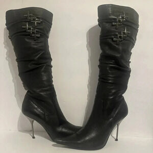 Over the knee Italian suede stiletto boots! With fur Size 38